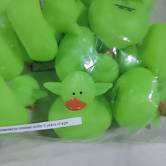 12 ~ Big Ear Rubber Ducks and Cards ~ Lime Green ~ Cruise Jeep 2" Ducks - Picture 5 of 6